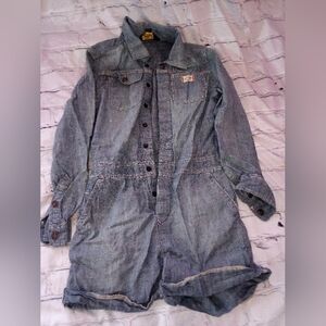 Denim Long Sleeve Button-Up Romper Ralph Lauren Big Girls size 10